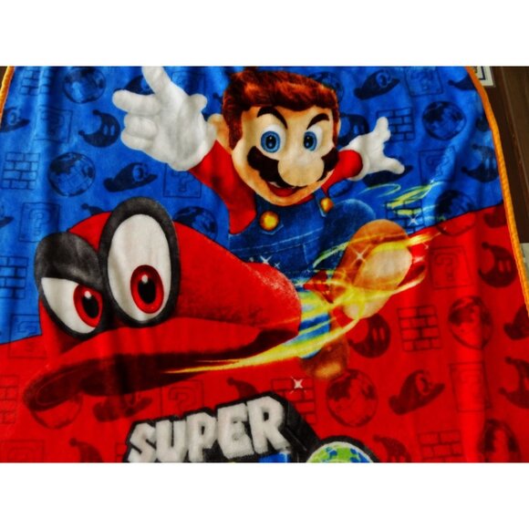 Super Mario Odyssey Nintendo Blanket Throw Soft Plush Kids - Picture 2 of 5